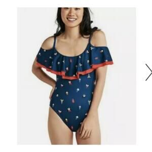 Disney Store Mickey & Minnie Mouse Summer Fun One-Piece Swimsuit Womens sz S